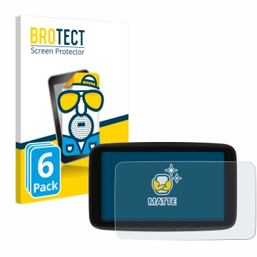 Vorderseite einer Produktverpackung mit dem Markenlogo BROTECT. Daneben ist das Gerät TomTom GO Classic 6