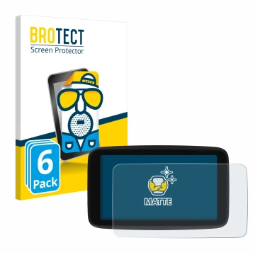 Vorderseite einer Produktverpackung mit dem Markenlogo BROTECT. Daneben ist das Gerät TomTom GO Classic 5