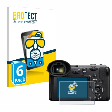 Vorderseite einer Produktverpackung mit dem Markenlogo BROTECT. Daneben ist das Gerät Sony Cinema Line FX2 mit dem zugehörigen