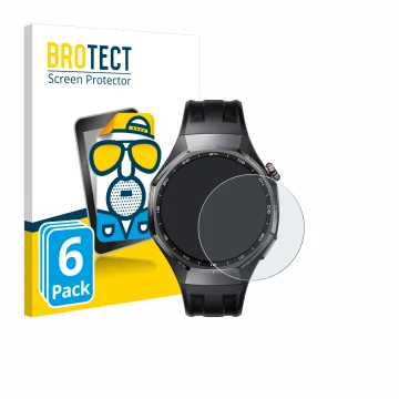 Vorderseite einer Produktverpackung mit dem Markenlogo BROTECT. Daneben ist das Gerät Huawei Watch GT 6 Pro (46 mm) mit dem zu