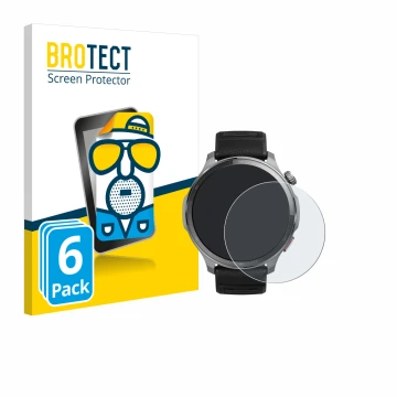 Vorderseite einer Produktverpackung mit dem Markenlogo BROTECT. Daneben ist das Gerät Huami Amazfit Balance 2 XT mit dem zugeh