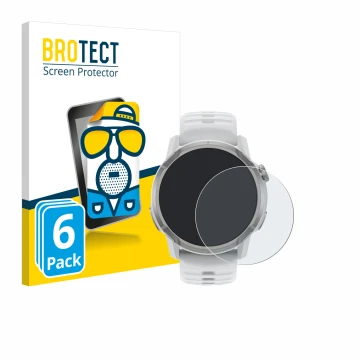 Vorderseite einer Produktverpackung mit dem Markenlogo BROTECT. Daneben ist das Gerät Coros Apex 4 (46 mm) mit dem zugehörigen