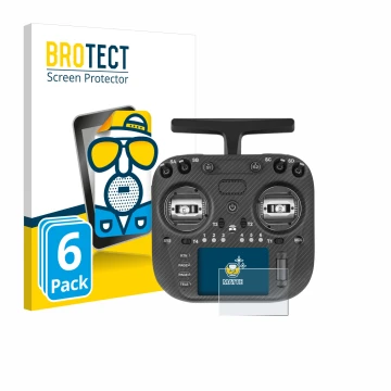 Vorderseite einer Produktverpackung mit dem Markenlogo BROTECT. Daneben ist das Gerät Radiomaster TX15 Max mit dem zugehörigen