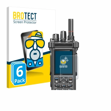 Vorderseite einer Produktverpackung mit dem Markenlogo BROTECT. Daneben ist das Gerät Radtel RT-950 Pro mit dem zugehörigen Di