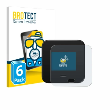 Vorderseite einer Produktverpackung mit dem Markenlogo BROTECT. Daneben ist das Gerät Netgear Nighthawk M7 Pro mit dem zugehör