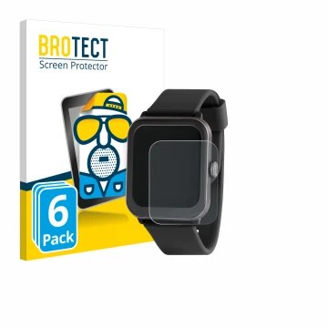 Vorderseite einer Produktverpackung mit dem Markenlogo BROTECT. Daneben ist das Gerät Sector Smartwatch S-08 mit dem zugehörig
