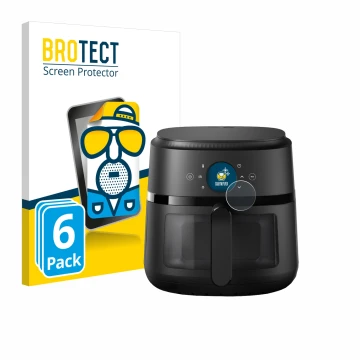 Vorderseite einer Produktverpackung mit dem Markenlogo BROTECT. Daneben ist das Gerät Philips Airfryer 2000 Gen 2 6,2L mit dem
