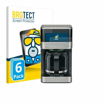Vorderseite einer Produktverpackung mit dem Markenlogo BROTECT. Daneben ist das Gerät Braun PurAroma 7 mit dem zugehörigen Dis