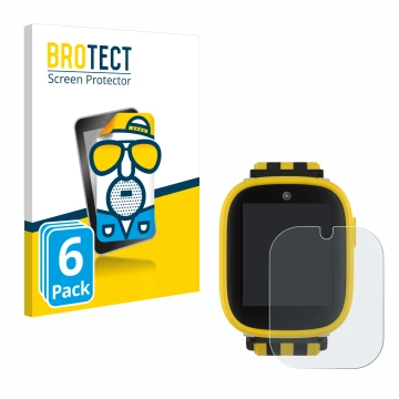 Vorderseite einer Produktverpackung mit dem Markenlogo BROTECT. Daneben ist das Gerät Xplora X6 Play BVB-Edition mit dem zugeh