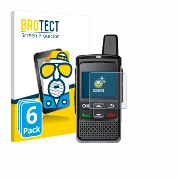 Vorderseite einer Produktverpackung mit dem Markenlogo BROTECT. Daneben ist das Gerät Hytera PNC360S mit dem zugehörigen Displ