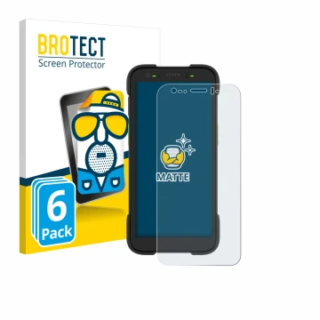 Vorderseite einer Produktverpackung mit dem Markenlogo BROTECT. Daneben ist das Gerät Zebra TC701 mit dem zugehörigen Displays