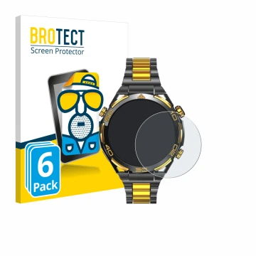 Vorderseite einer Produktverpackung mit dem Markenlogo BROTECT. Daneben ist das Gerät Blackview W90 Pro mit dem zugehörigen Di
