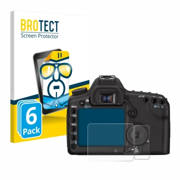 Vorderseite einer Produktverpackung mit dem Markenlogo BROTECT. Daneben ist das Gerät Canon EOS 5D Mark II mit dem zugehörigen