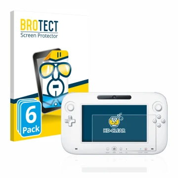 Vorderseite einer Produktverpackung mit dem Markenlogo BROTECT. Daneben ist das Gerät Nintendo Wii U GamePad (Controller) mit 