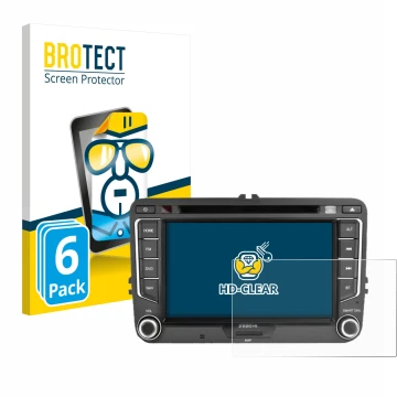 Vorderseite einer Produktverpackung mit dem Markenlogo BROTECT. Daneben ist das Gerät Zenec E>Go 7