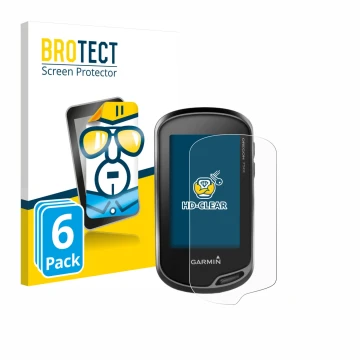 Vorderseite einer Produktverpackung mit dem Markenlogo BROTECT. Daneben ist das Gerät Garmin Oregon 750t mit dem zugehörigen D