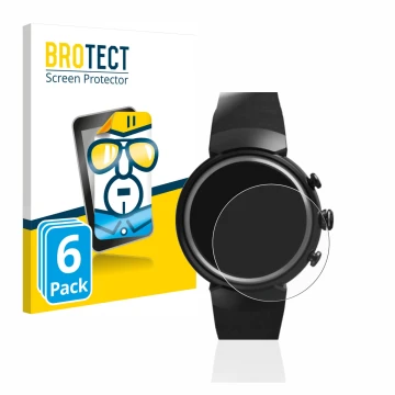 Vorderseite einer Produktverpackung mit dem Markenlogo BROTECT. Daneben ist das Gerät ASUS ZenWatch 3 1.39