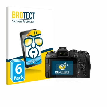 Vorderseite einer Produktverpackung mit dem Markenlogo BROTECT. Daneben ist das Gerät Olympus OM-D E-M1 Mark II mit dem zugehö
