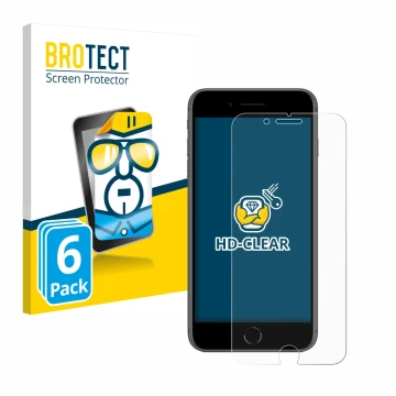 Vorderseite einer Produktverpackung mit dem Markenlogo BROTECT. Daneben ist das Gerät Apple iPhone 8 Plus mit dem zugehörigen 