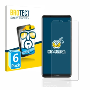 Vorderseite einer Produktverpackung mit dem Markenlogo BROTECT. Daneben ist das Gerät Huawei Mate 10 Pro mit dem zugehörigen D