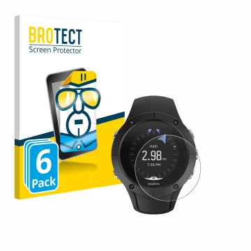 Vorderseite einer Produktverpackung mit dem Markenlogo BROTECT. Daneben ist das Gerät Suunto Spartan Trainer Wrist HR mit dem 