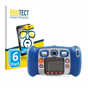 Vorderseite einer Produktverpackung mit dem Markenlogo BROTECT. Daneben ist das Gerät Vtech Kidizoom Duo 5.0 mit dem zugehörig
