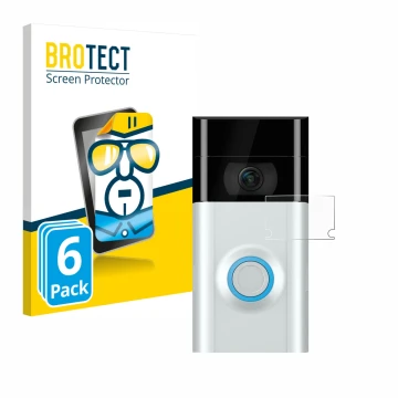 Vorderseite einer Produktverpackung mit dem Markenlogo BROTECT. Daneben ist das Gerät Ring Doorbell 2 (Linse) mit dem zugehöri