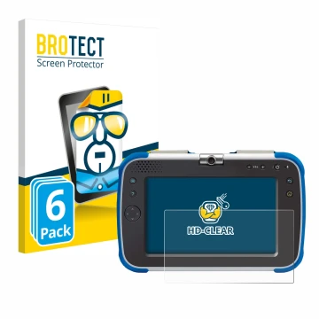 Vorderseite einer Produktverpackung mit dem Markenlogo BROTECT. Daneben ist das Gerät Vtech Storio Max XL 2.0 mit dem zugehöri