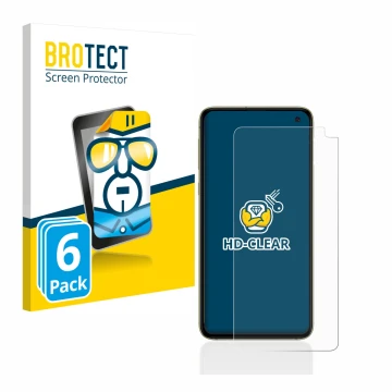 Vorderseite einer Produktverpackung mit dem Markenlogo BROTECT. Daneben ist das Gerät Samsung Galaxy S10e mit dem zugehörigen 