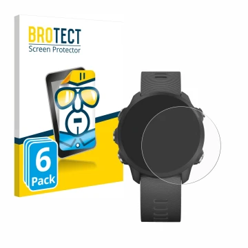 Vorderseite einer Produktverpackung mit dem Markenlogo BROTECT. Daneben ist das Gerät Garmin Forerunner 245 Music mit dem zuge