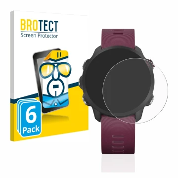 Vorderseite einer Produktverpackung mit dem Markenlogo BROTECT. Daneben ist das Gerät Garmin Forerunner 245 mit dem zugehörige