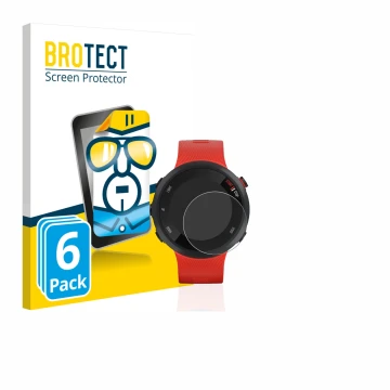 Vorderseite einer Produktverpackung mit dem Markenlogo BROTECT. Daneben ist das Gerät Garmin Forerunner 45 mit dem zugehörigen