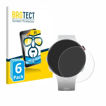 Vorderseite einer Produktverpackung mit dem Markenlogo BROTECT. Daneben ist das Gerät Garmin Forerunner 45S mit dem zugehörige