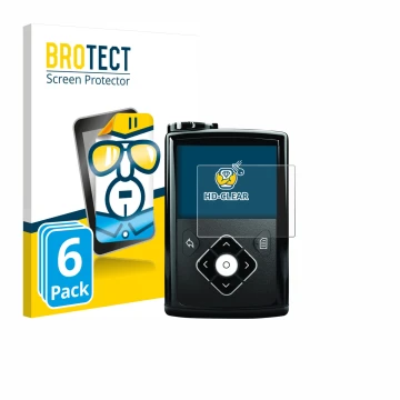 Vorderseite einer Produktverpackung mit dem Markenlogo BROTECT. Daneben ist das Gerät Medtronic Minimed 640G mit dem zugehörig