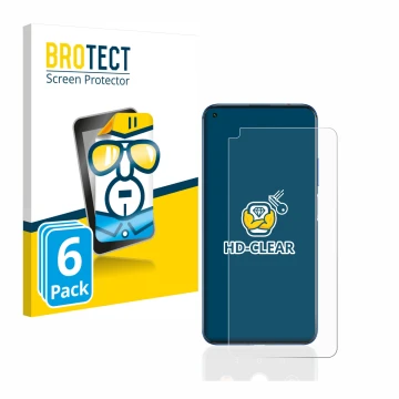 Vorderseite einer Produktverpackung mit dem Markenlogo BROTECT. Daneben ist das Gerät Huawei Nova 5T mit dem zugehörigen Displ