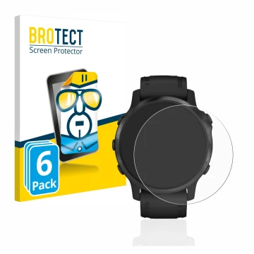 Vorderseite einer Produktverpackung mit dem Markenlogo BROTECT. Daneben ist das Gerät Garmin Fenix 6S Pro mit dem zugehörigen 