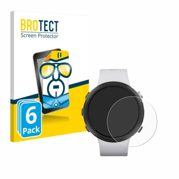 Vorderseite einer Produktverpackung mit dem Markenlogo BROTECT. Daneben ist das Gerät Garmin Swim 2 mit dem zugehörigen Displa
