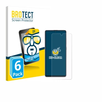 Vorderseite einer Produktverpackung mit dem Markenlogo BROTECT. Daneben ist das Gerät Samsung Galaxy Note 10 Lite mit dem zuge