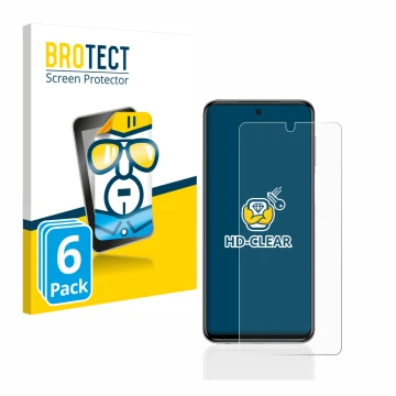 Vorderseite einer Produktverpackung mit dem Markenlogo BROTECT. Daneben ist das Gerät Xiaomi Redmi Note 9S mit dem zugehörigen