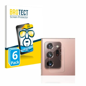 Vorderseite einer Produktverpackung mit dem Markenlogo BROTECT. Daneben ist das Gerät Samsung Galaxy Note 20 Ultra 5G (NUR Kam