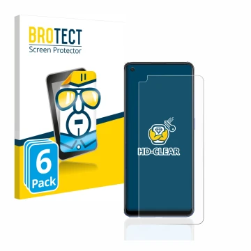 Vorderseite einer Produktverpackung mit dem Markenlogo BROTECT. Daneben ist das Gerät Oppo A74 mit dem zugehörigen Displayschu