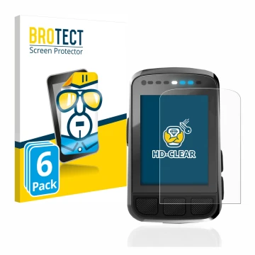 Vorderseite einer Produktverpackung mit dem Markenlogo BROTECT. Daneben ist das Gerät Wahoo Elemnt Bolt V2 GPS mit dem zugehör