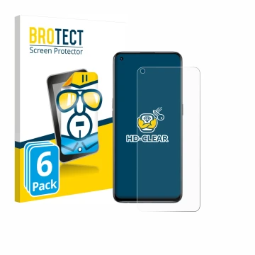 Vorderseite einer Produktverpackung mit dem Markenlogo BROTECT. Daneben ist das Gerät realme GT Master Edition mit dem zugehör