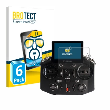 Vorderseite einer Produktverpackung mit dem Markenlogo BROTECT. Daneben ist das Gerät FrSky Tandem X20 mit dem zugehörigen Dis