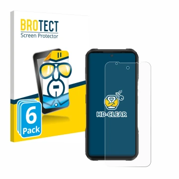 Vorderseite einer Produktverpackung mit dem Markenlogo BROTECT. Daneben ist das Gerät Doogee V20 mit dem zugehörigen Displaysc