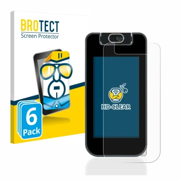 Vorderseite einer Produktverpackung mit dem Markenlogo BROTECT. Daneben ist das Gerät Vtech Kidicom Advance 3.0 mit dem zugehö