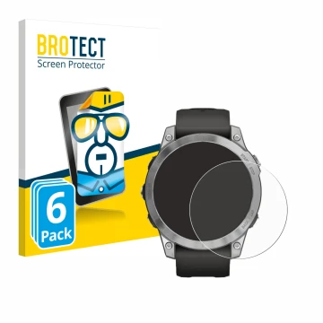 Vorderseite einer Produktverpackung mit dem Markenlogo BROTECT. Daneben ist das Gerät Garmin Fenix 7 (47 mm) mit dem zugehörig