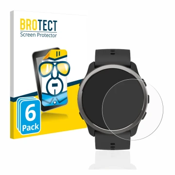 Vorderseite einer Produktverpackung mit dem Markenlogo BROTECT. Daneben ist das Gerät Suunto 5 Peak mit dem zugehörigen Displa