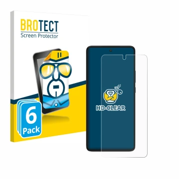 Vorderseite einer Produktverpackung mit dem Markenlogo BROTECT. Daneben ist das Gerät Motorola Edge 30 mit dem zugehörigen Dis