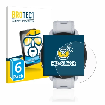 Vorderseite einer Produktverpackung mit dem Markenlogo BROTECT. Daneben ist das Gerät Garmin Forerunner 955 mit dem zugehörige